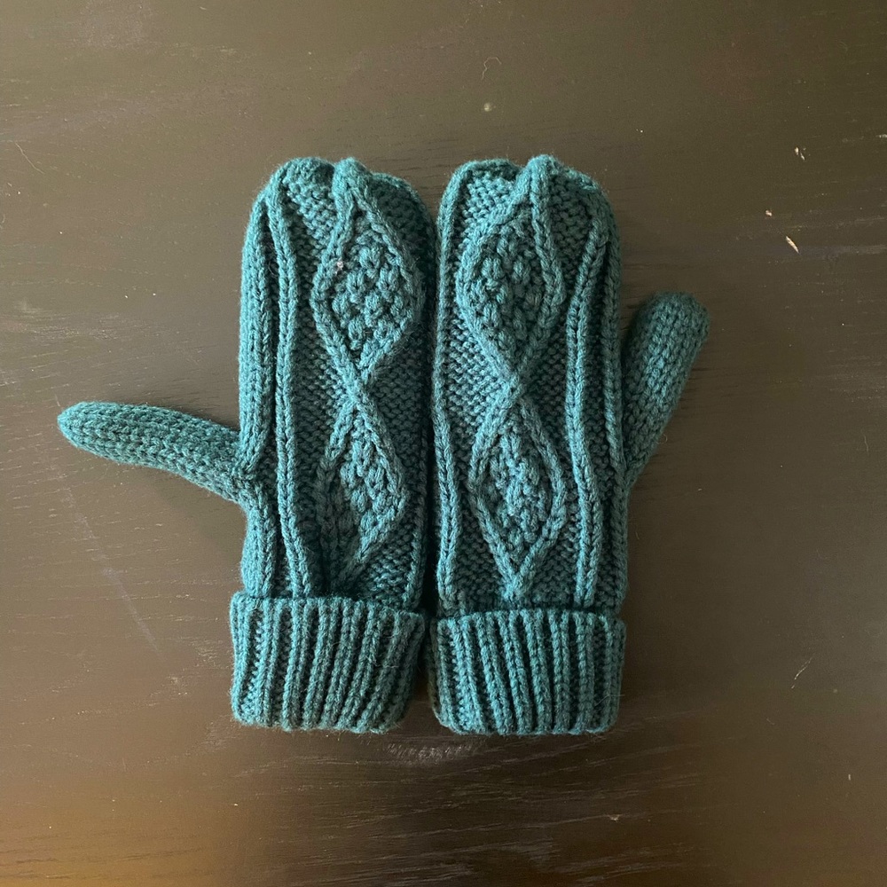 NWOT Hand Made Fleece Lined Teal Mittens